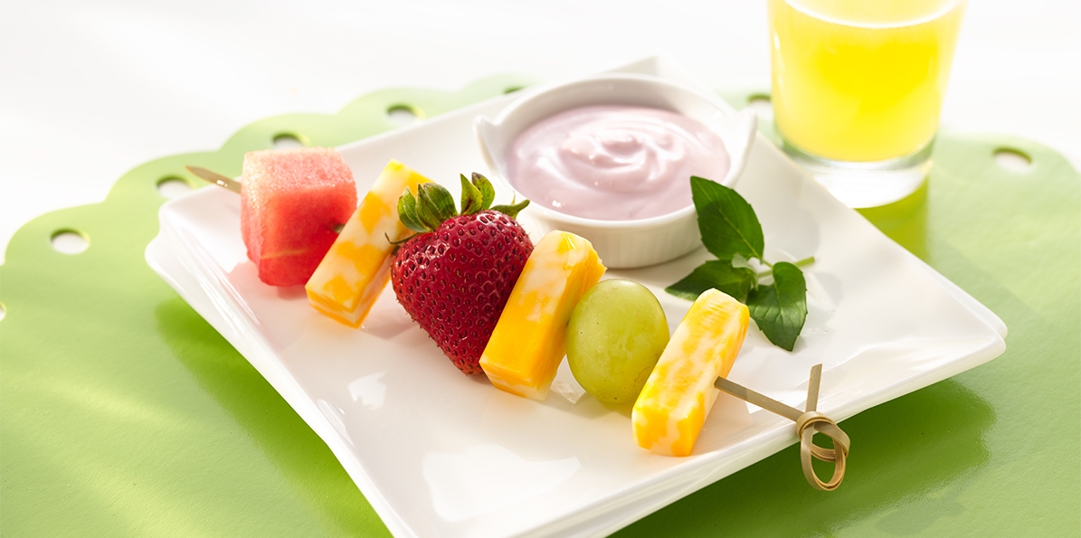 Fruity Cheese Kabobs Recipe | Sargento® Sliced Swiss Cheese