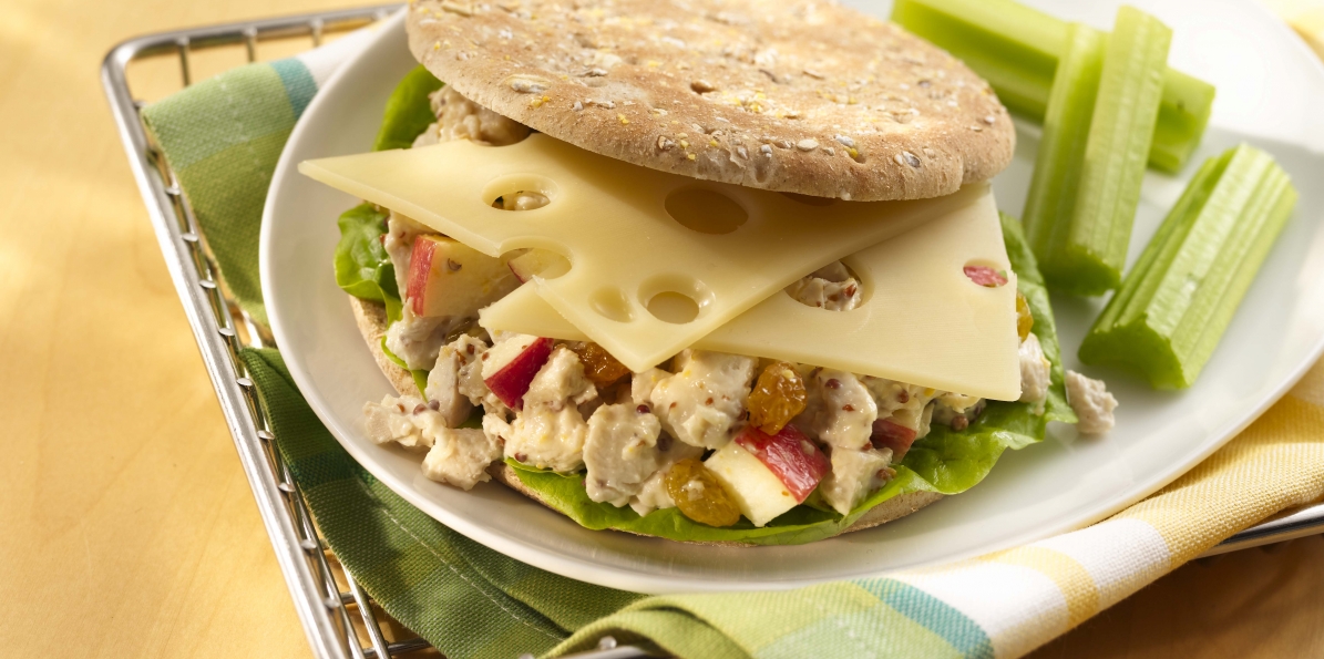 Fruited Chicken Salad Sandwiches Sargento® Sliced Swiss Cheese Fruited Chicken Salad Sandwiches Sargento® Sliced Swiss Cheese